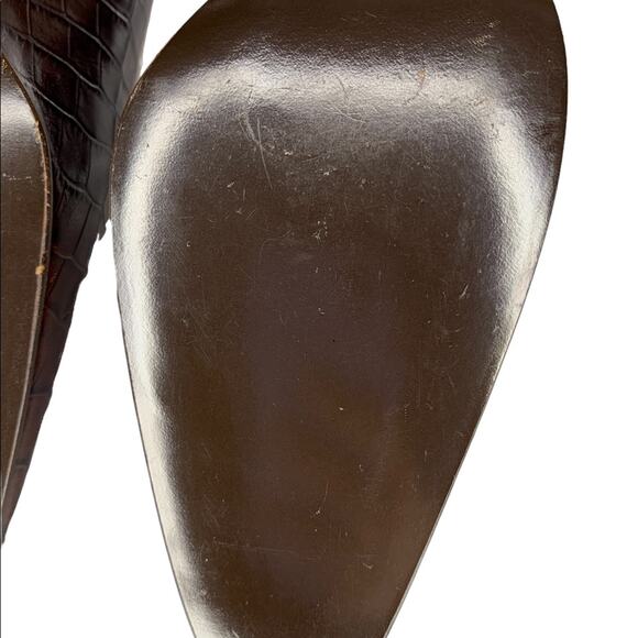 Lauren Ralph Lauren NWOB Cocodrile Women High Heels Brown Sz 10 B Made … - Picture 6 of 12